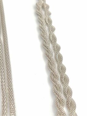 Vintage Silver Tone Braided Mesh Necklace Multi Strand Rope Chain Statement